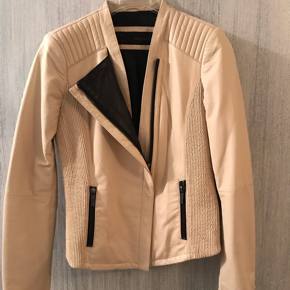 Zara Lambskin Leather Moto Jacket